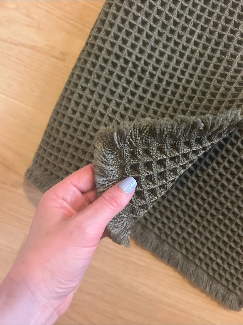 Olive Green Textured Waffle Bath Mat
